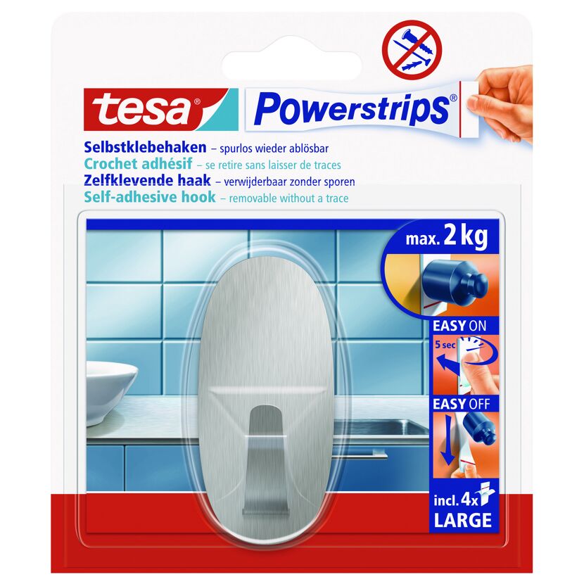 Haken 'Powerstrips Large' Metall oval selbstklebend