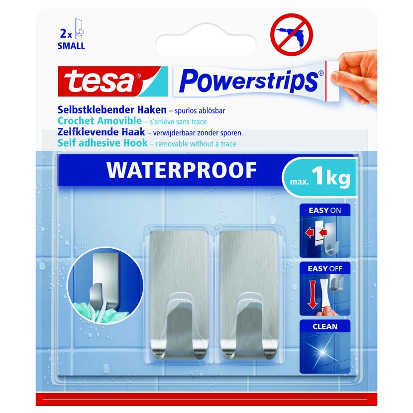 Haken 'Powerstrips Waterproof Small Zoom' Metall selbstklebend