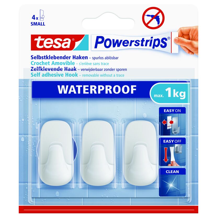 Haken 'Powerstrips Waterproof Small' Kunststoff weiß selbstklebend