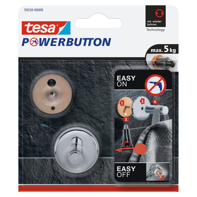 Haken 'Powerbutton Universal Small' selbstklebend