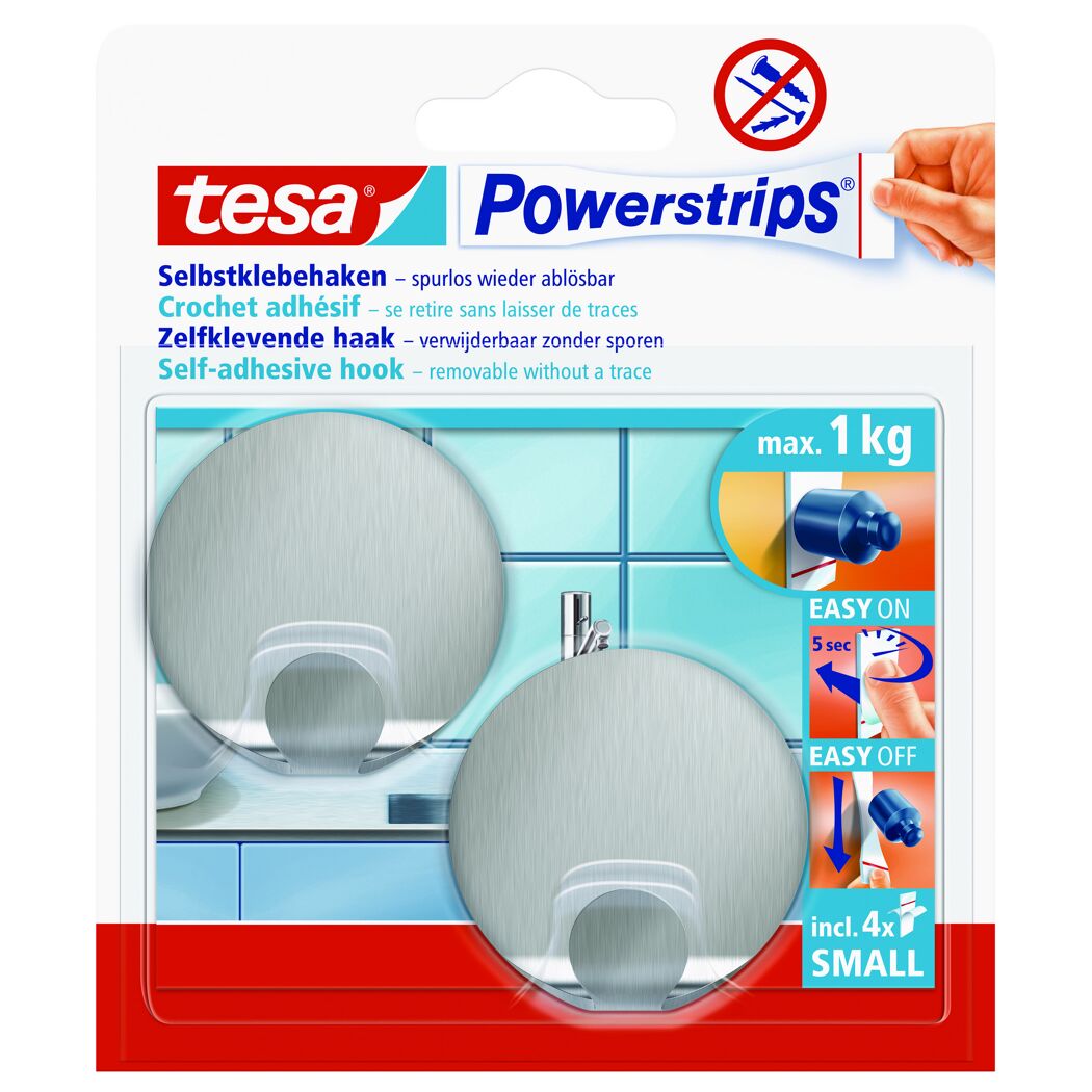 Haken 'Powerstrips Small' Metall rund selbstklebend