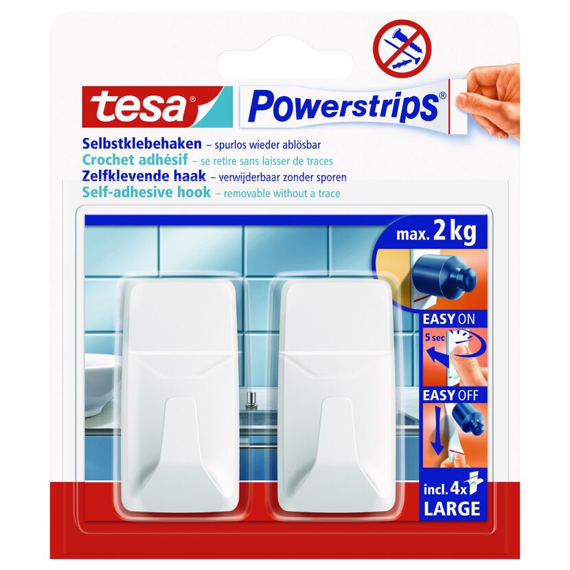 Haken 'Powerstrips Large' eckig weiß selbstklebend