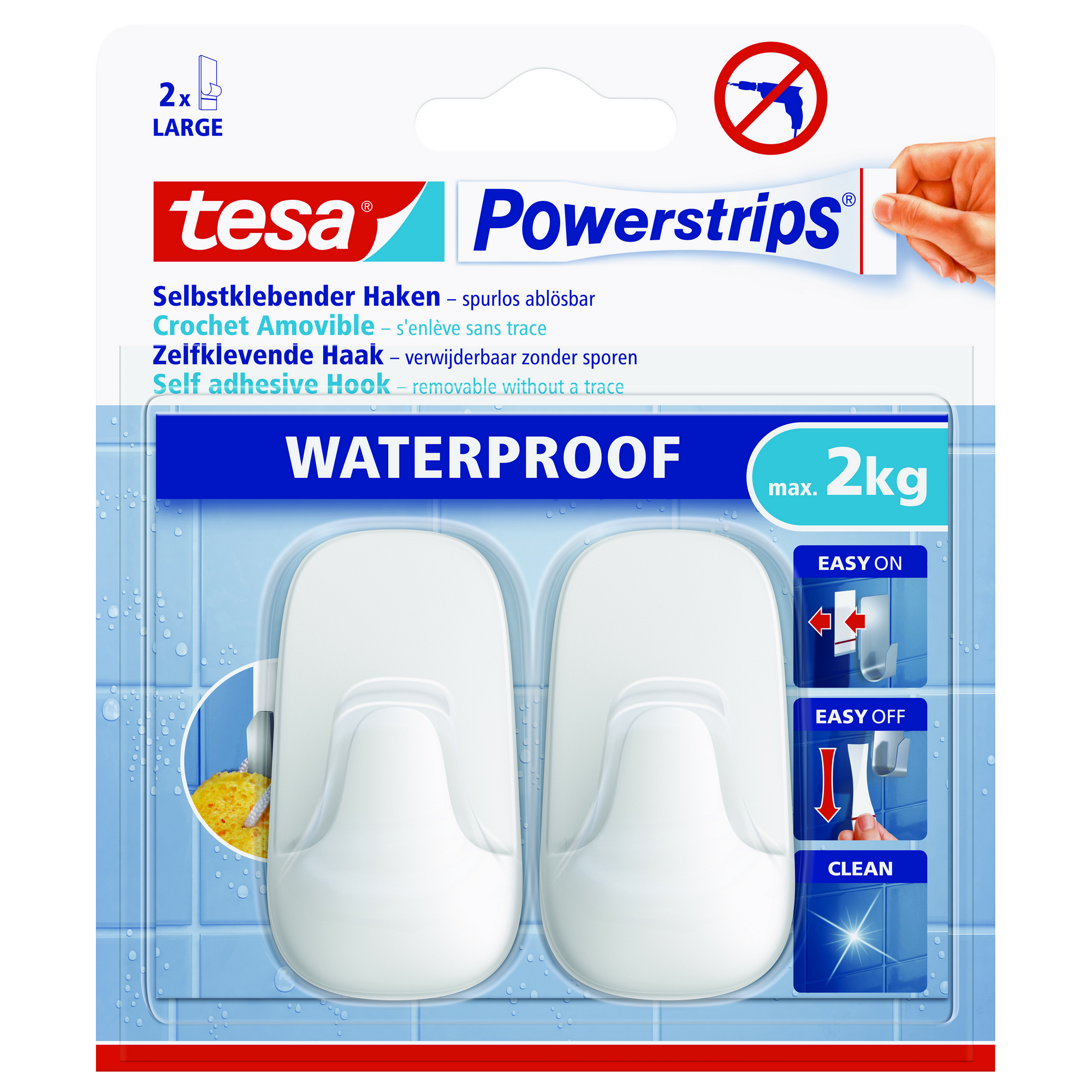 tesa Haken ‚Powerstrips Waterproof Large‘ Kunststoff weiß