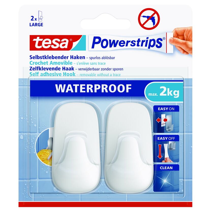 Haken 'Powerstrips Waterproof Large' Kunststoff weiß