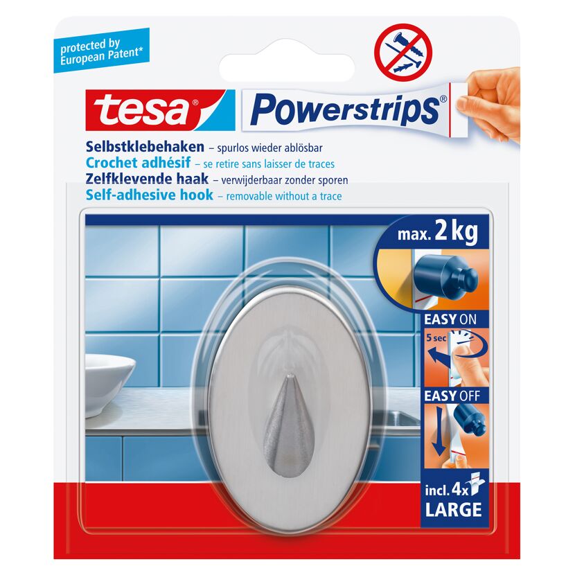 Tesa Powerstrips Klebehaken, Metall, 2 kg