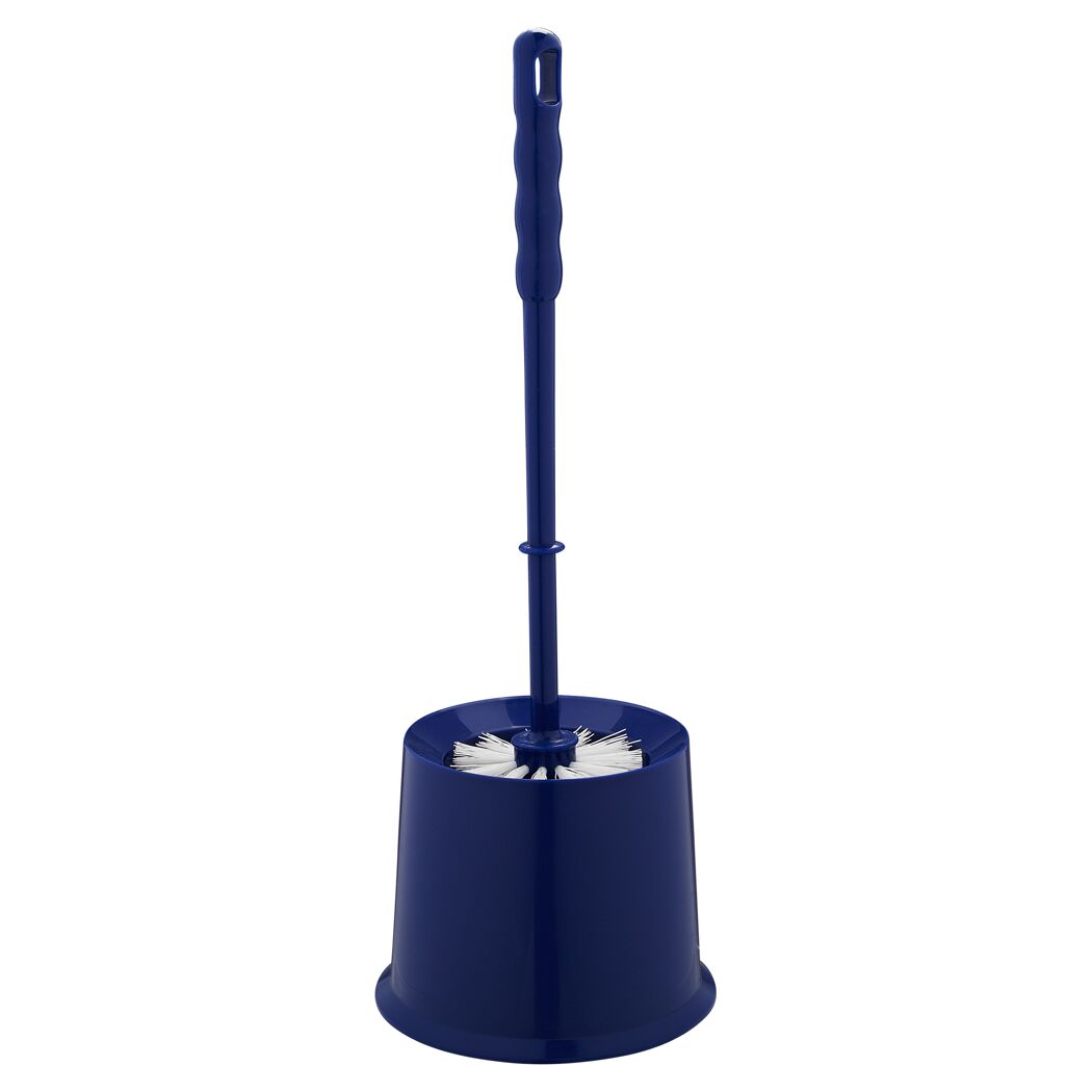 Blaue WC-Garnitur mit Bürste und Halter