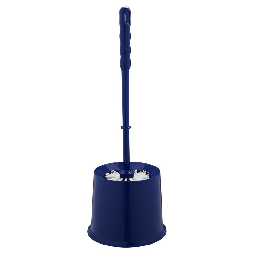 Blaue WC-Garnitur mit Bürste und Halter
