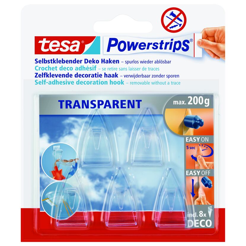 Tesa Powerstrips Deko Haken transparent