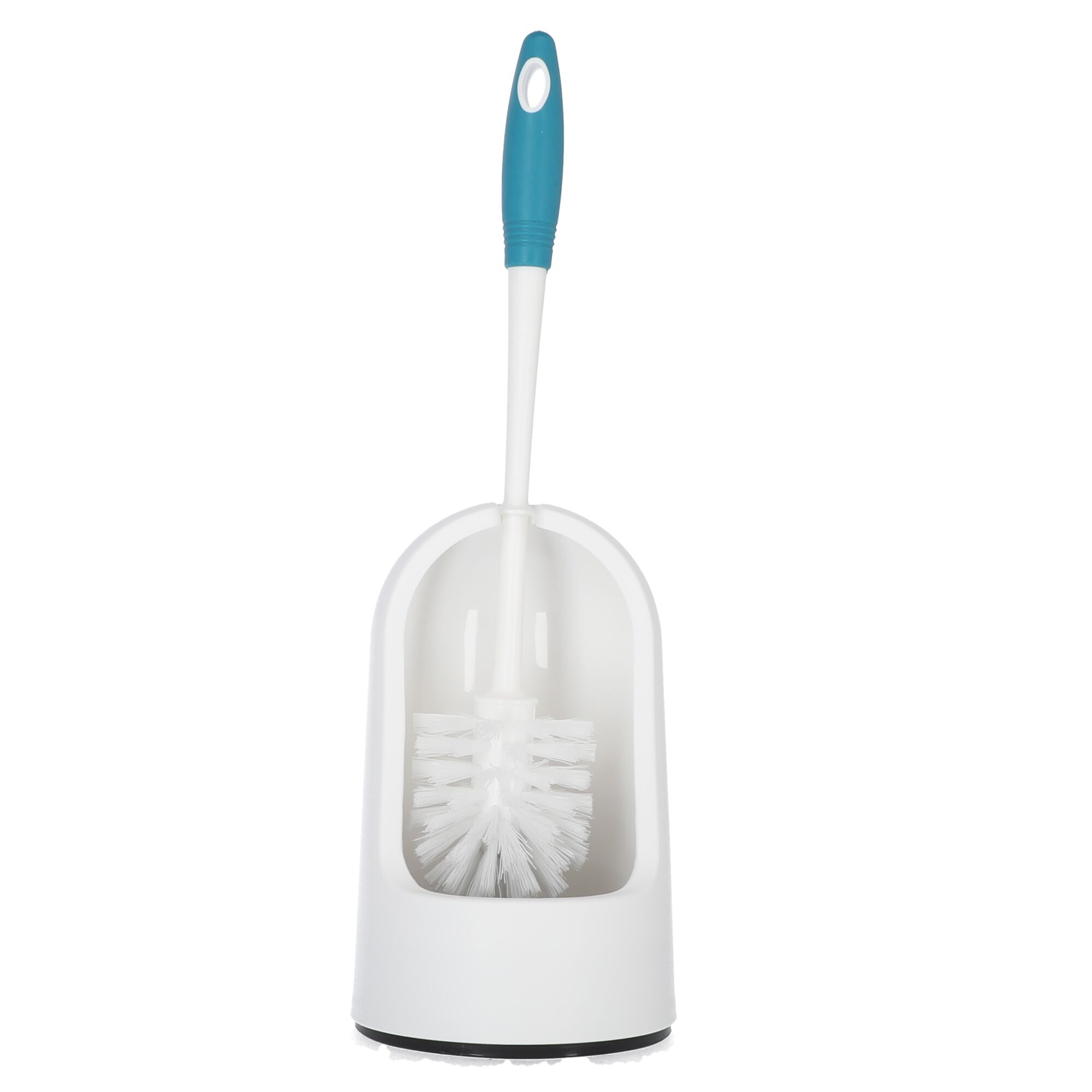 Weiße WC-Garnitur mit blaugrünem Griff