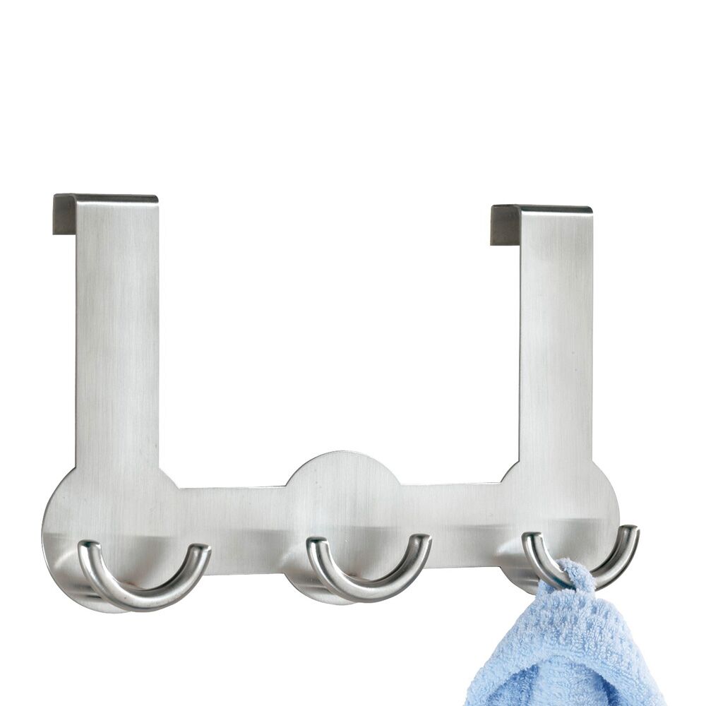 Türgarderobe Rondo Edelstahl matt mit blauem Handtuch