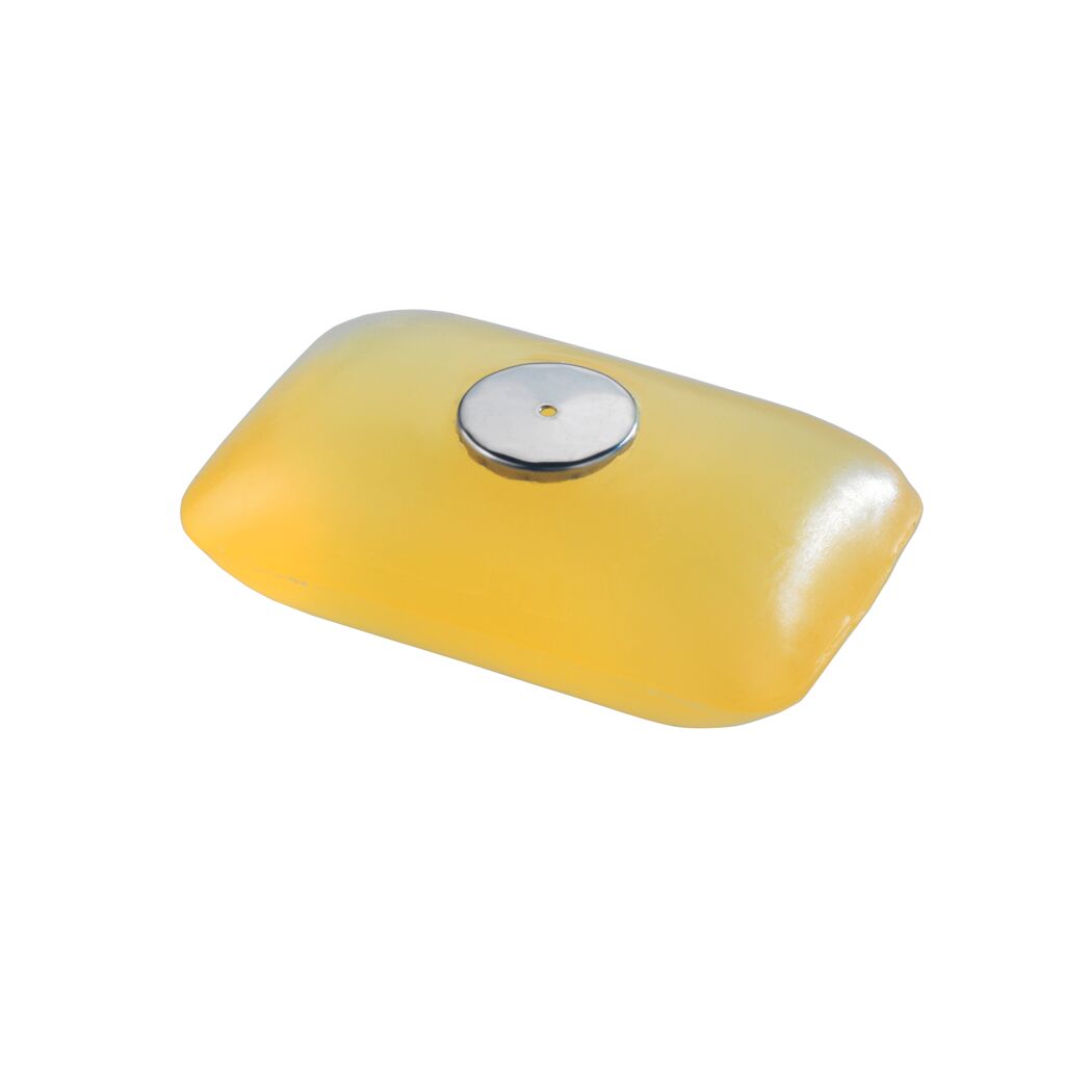 Gelbes Seifenstück mit Magnethalterung