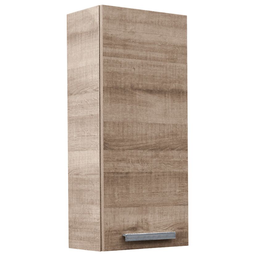 Hängeschrank mit einer Tür und silbernem Griff.
