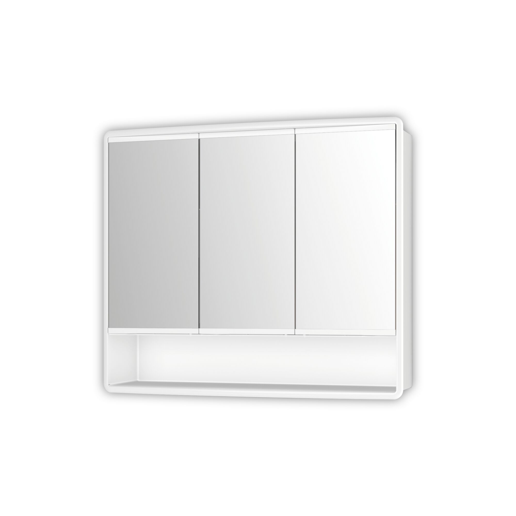 Weißer Spiegelschrank Lymo mit drei Spiegeltüren und Ablage