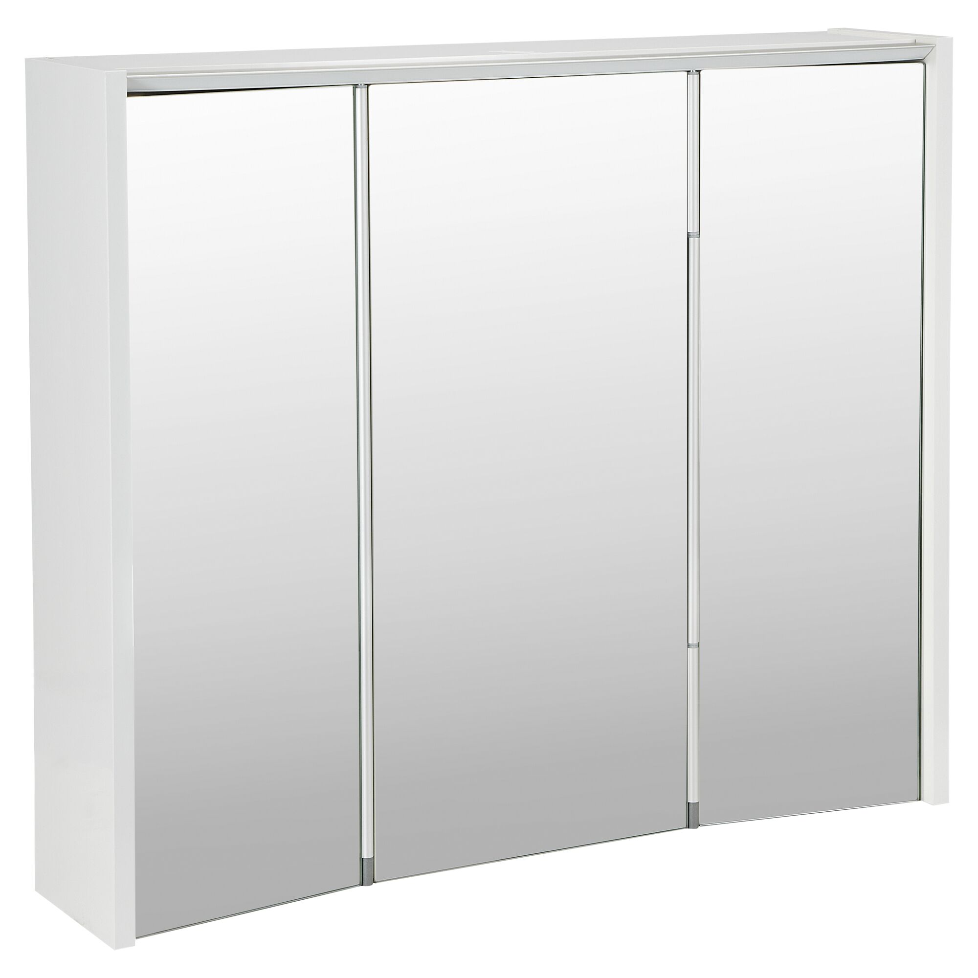 Weißer Spiegelschrank mit drei Spiegeltüren