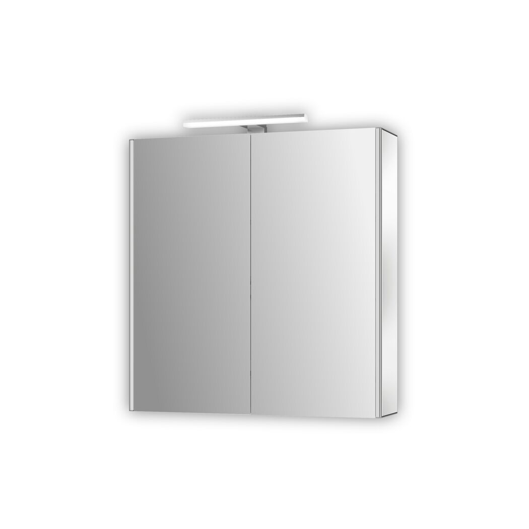 Spiegelschrank mit zwei Spiegeltüren und Lampe