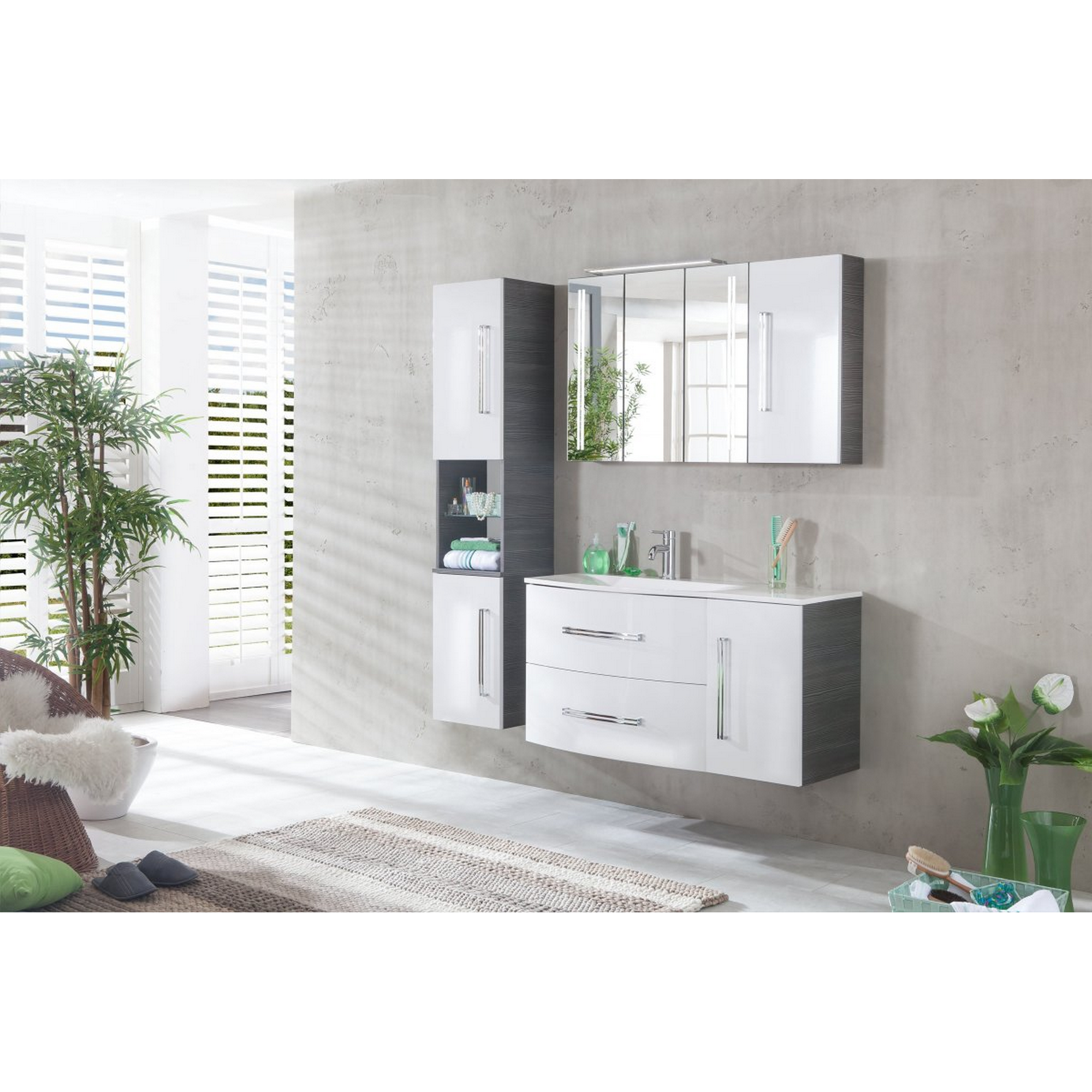 Waschtisch-Unterschrank 'Lugano' Pinie anthrazitfarben/weiß 79,5 x 57,5 x 45 cm + product picture