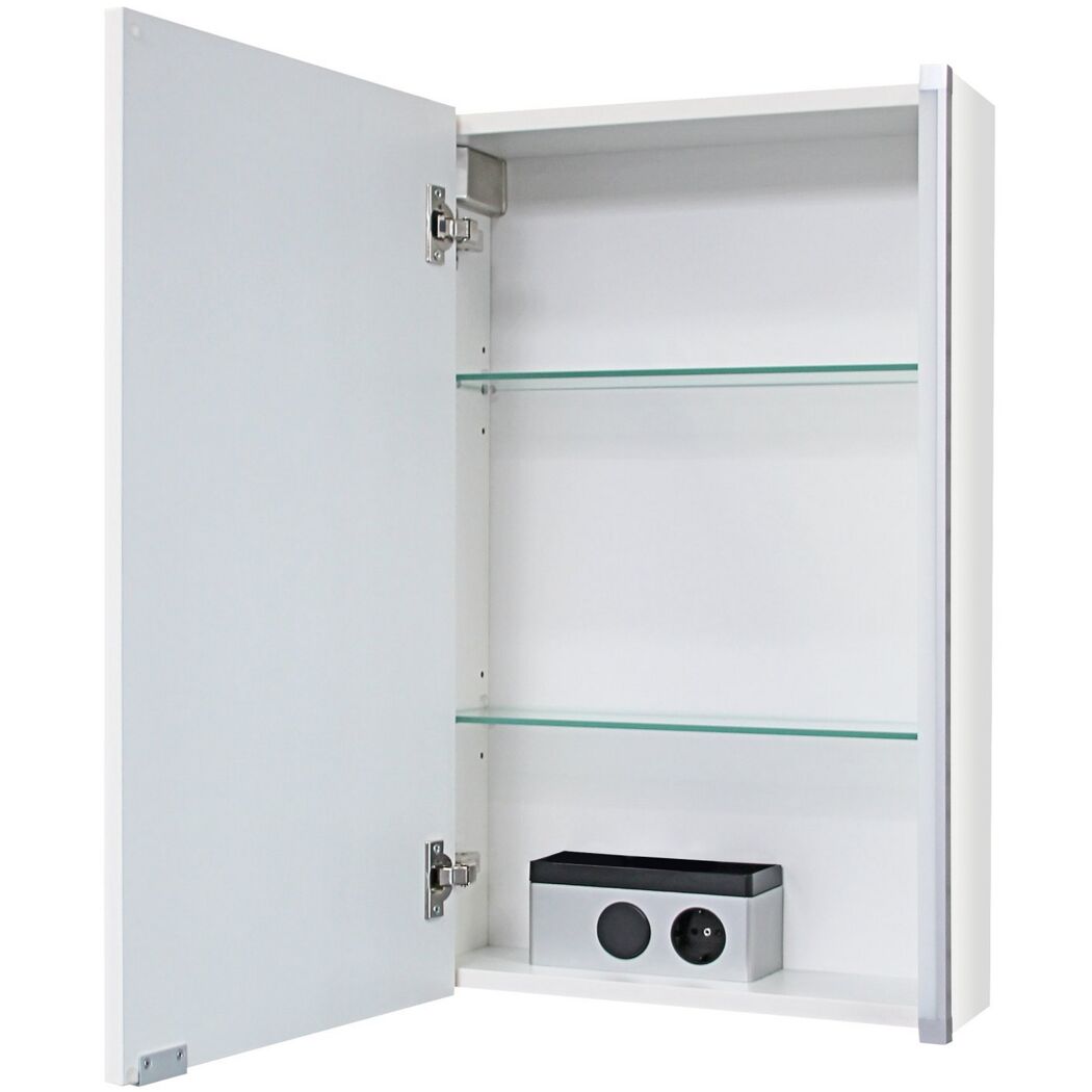 Weißer Spiegelschrank B.CLEVER SPS LED 1T geöffnet