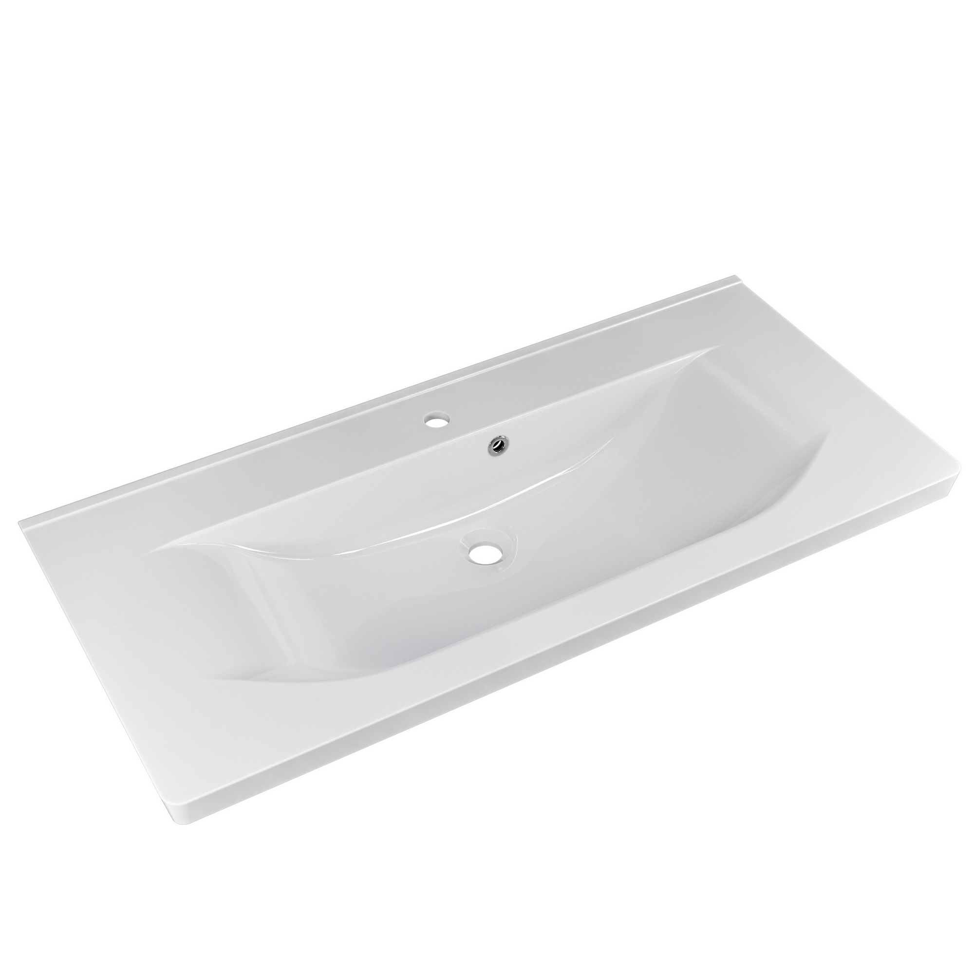 Waschbecken 'Primo' Mineralmarmor weiß 110 x 3,5 x 51 cm