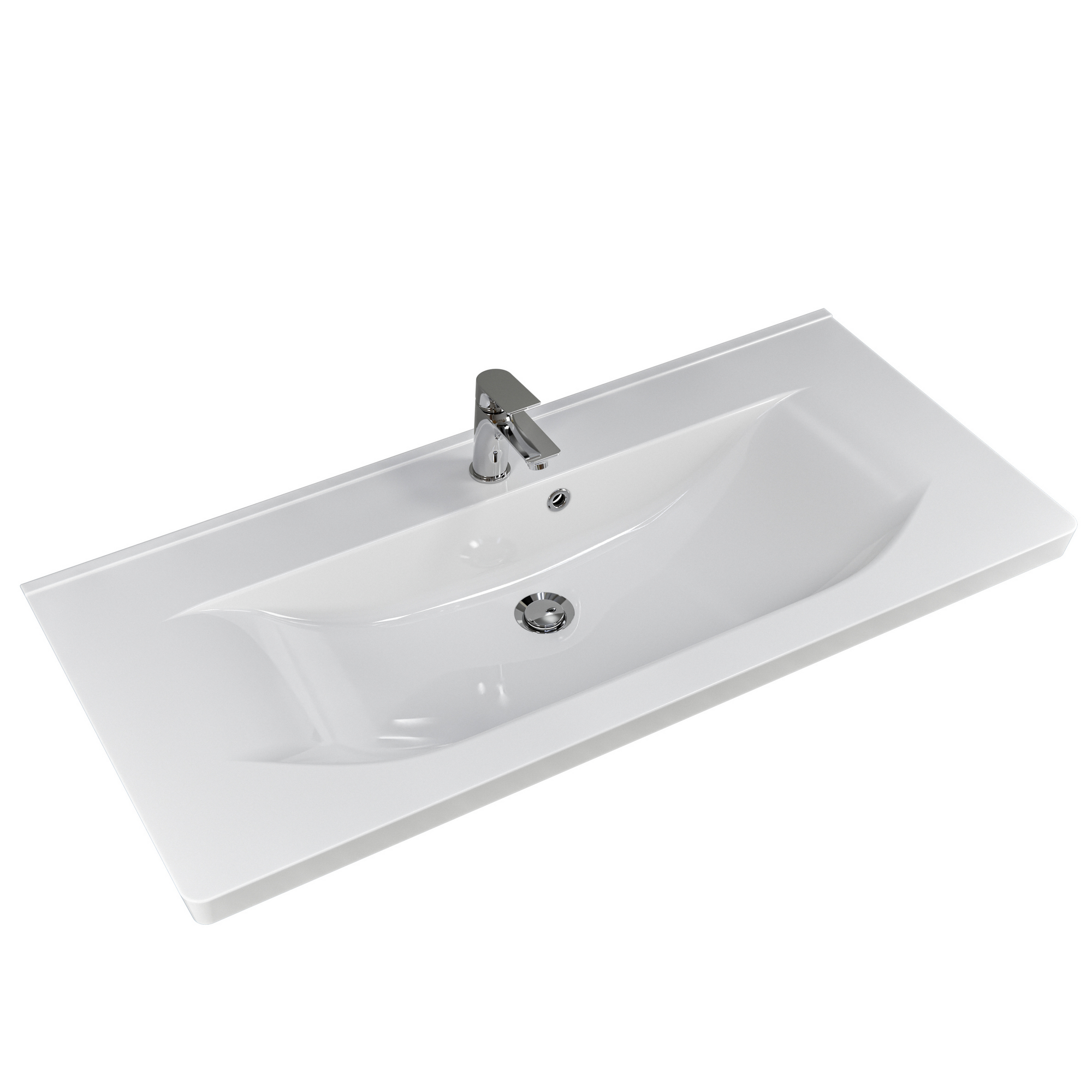 Waschbecken 'Primo' Mineralmarmor weiß 110 x 3,5 x 51 cm