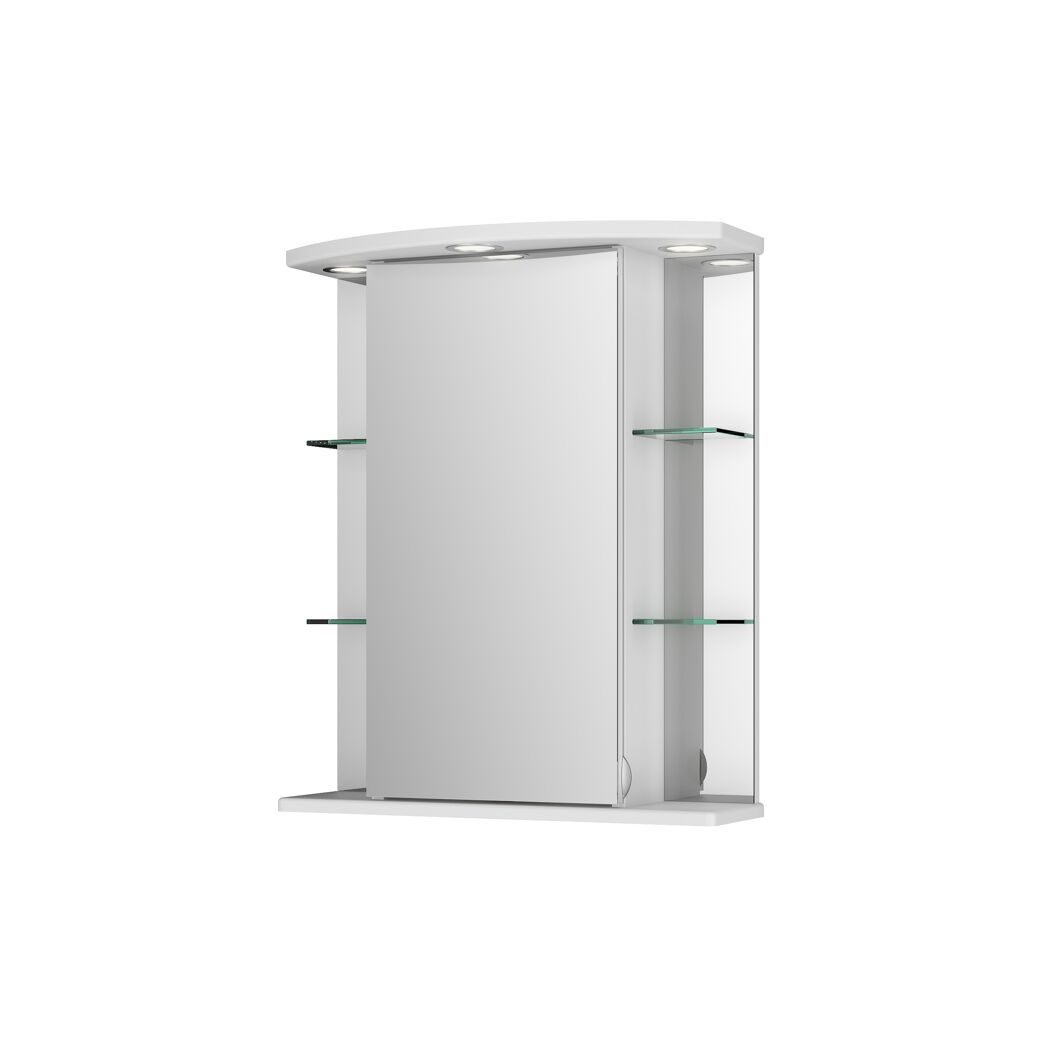 Weißer Spiegelschrank Havana mit LED und Glasablagen.