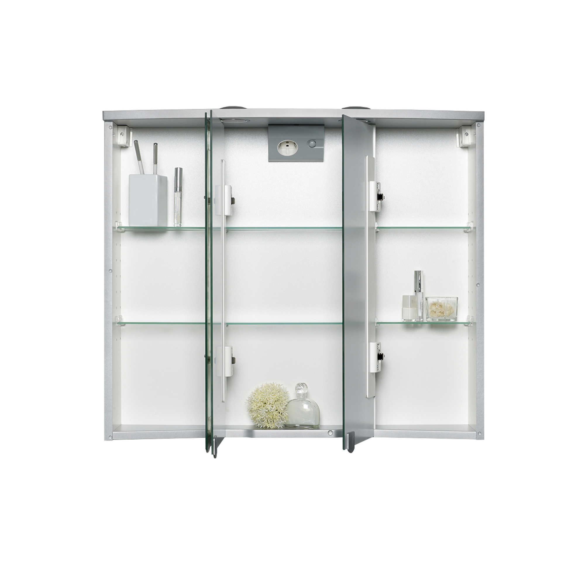 LED-Spiegelschrank 'Trava' aluminiumfarben matt 75 x 65 x 22 cm + product picture