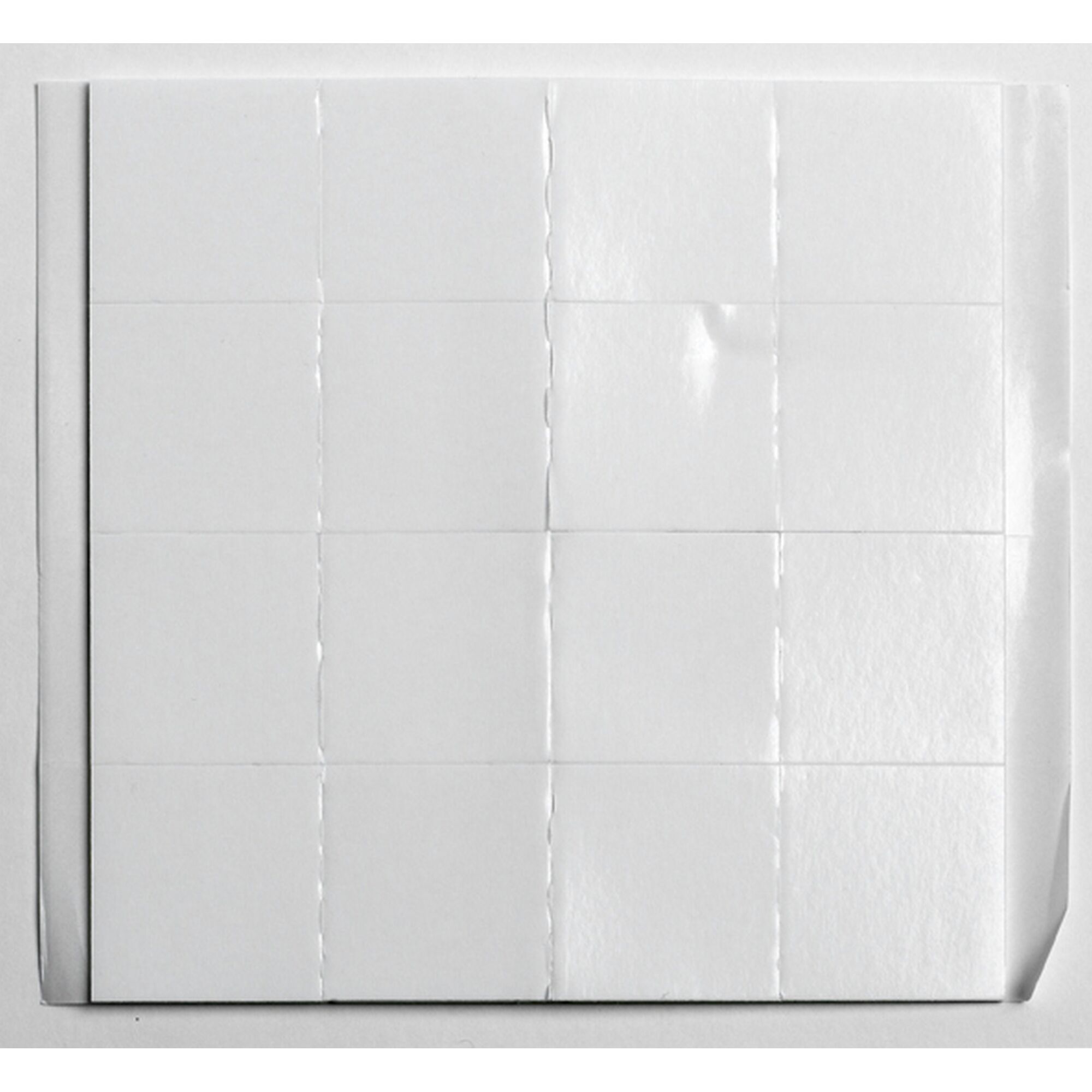 Zwölf weiße Klebepads auf Trägerpapier