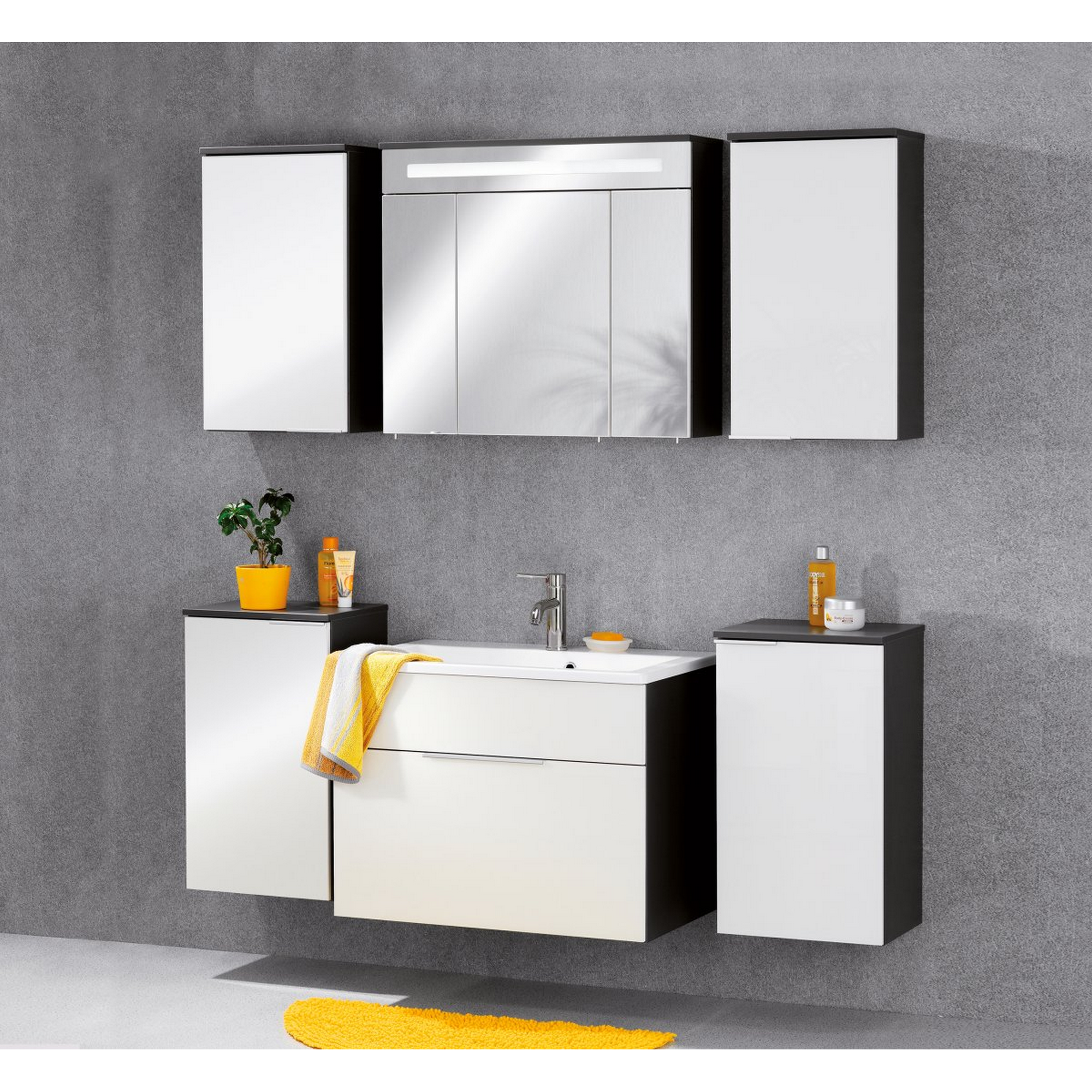Hängeschrank 'Kara' anthrazit, weiß matt 40,5 x 70 x 22,5 cm links