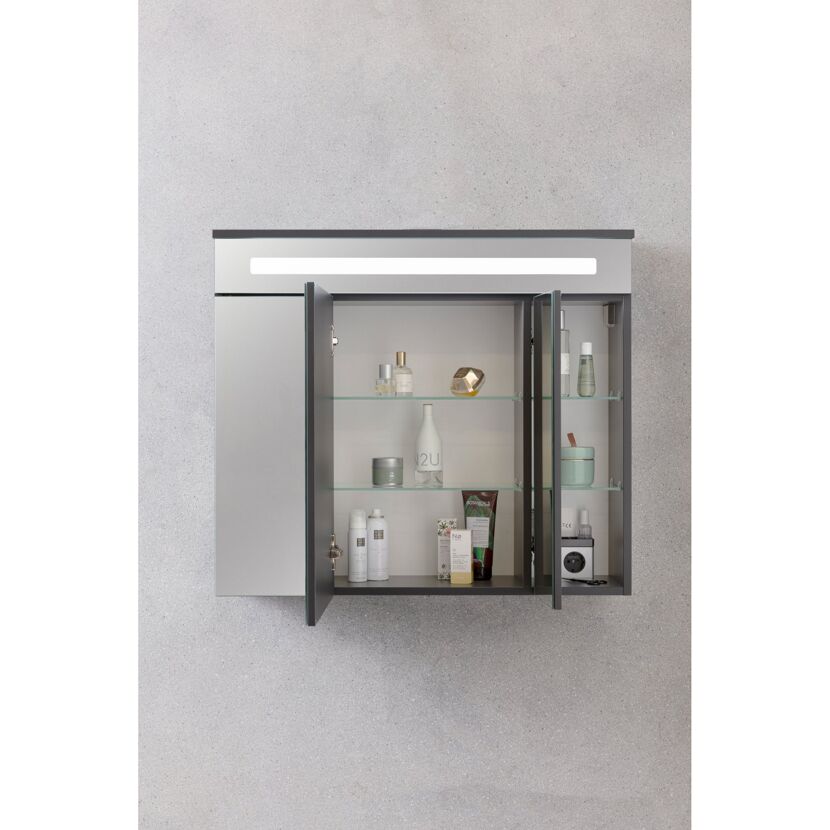 LED-Spiegelschrank 'Kara' anthrazit matt 79,5 x 70 x 22,5cm