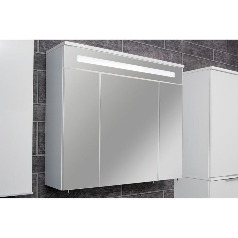 Weißer Spiegelschrank mit LED-Beleuchtung