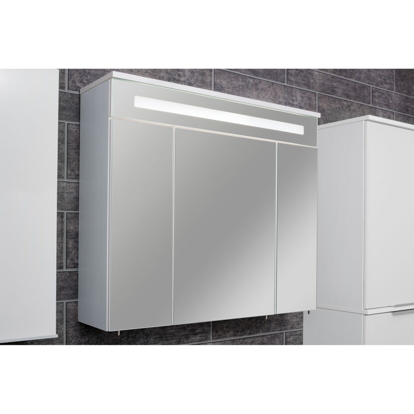 Weißer Spiegelschrank mit LED-Beleuchtung