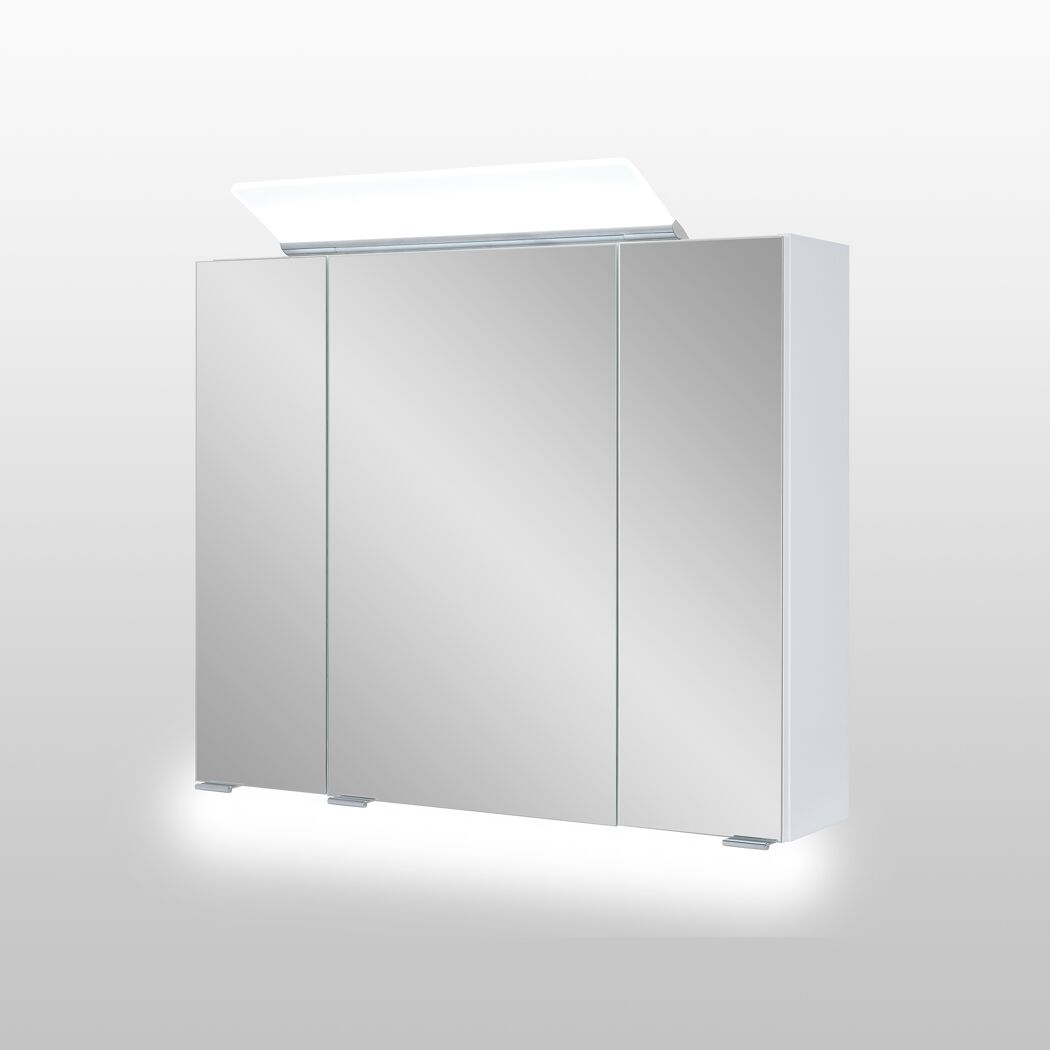 Weißer LED-Spiegelschrank Lili, 3-türig