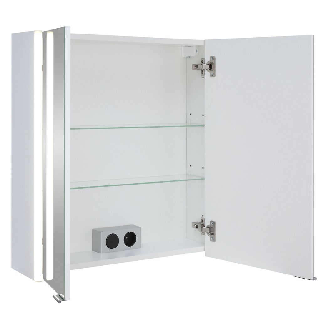 Weißer LED-Spiegelschrank Tomi 60cm, geöffnet