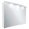 Weißer, dreitüriger LED-Spiegelschrank