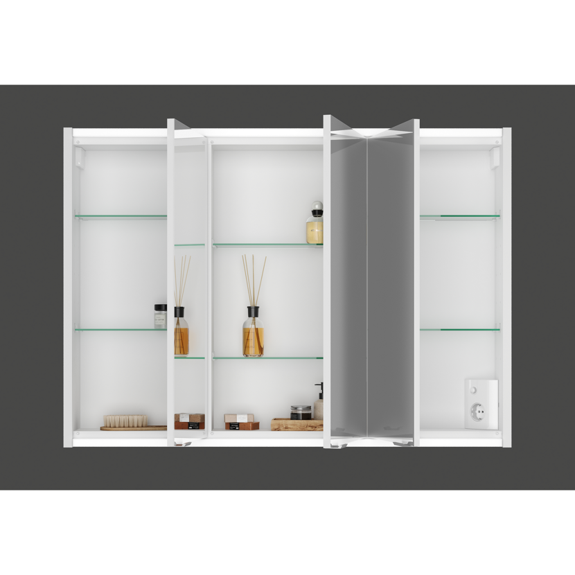 Weißer Spiegelschrank Batu 100 geöffnet