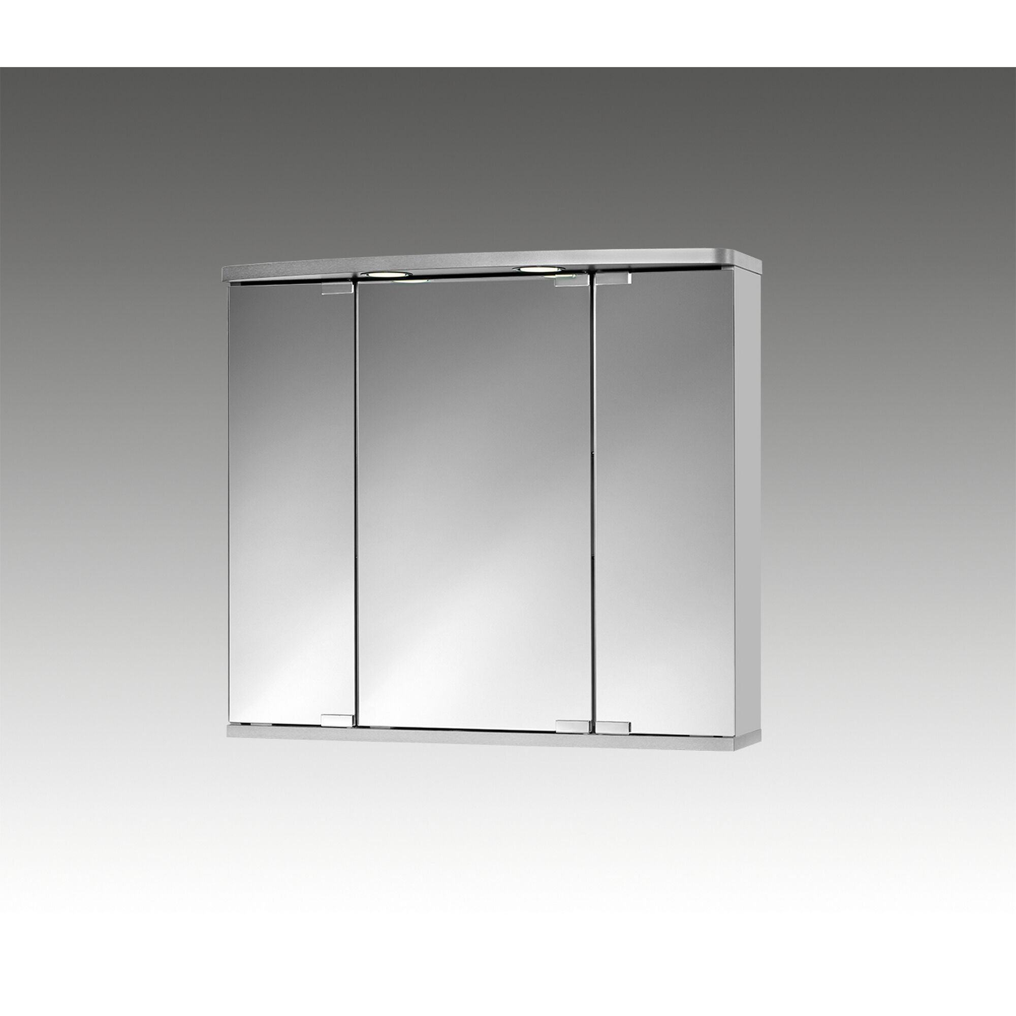 Spiegelschrank Doro, alufarben, mit drei Spiegeltüren und Beleuchtung