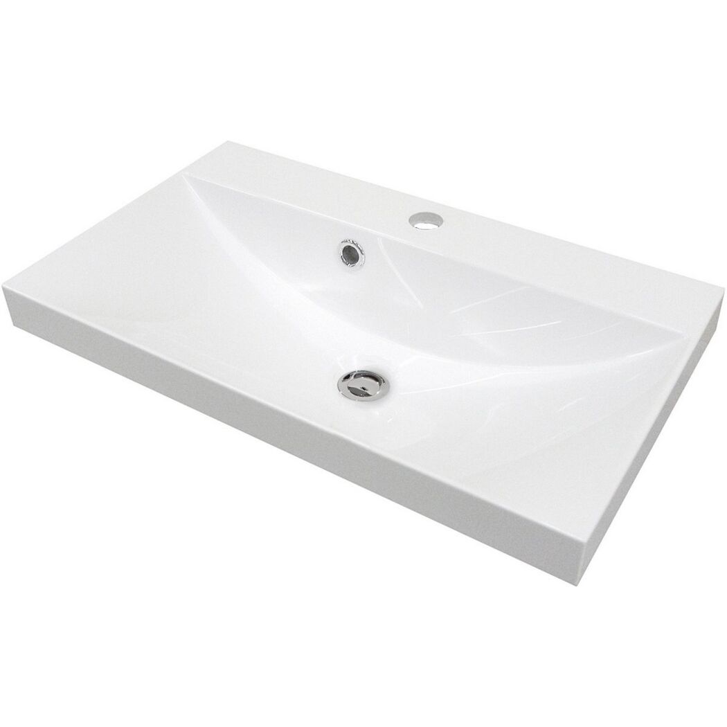 Waschbecken 'Lima' Gussmarmor weiß 60 x 14 x 35
