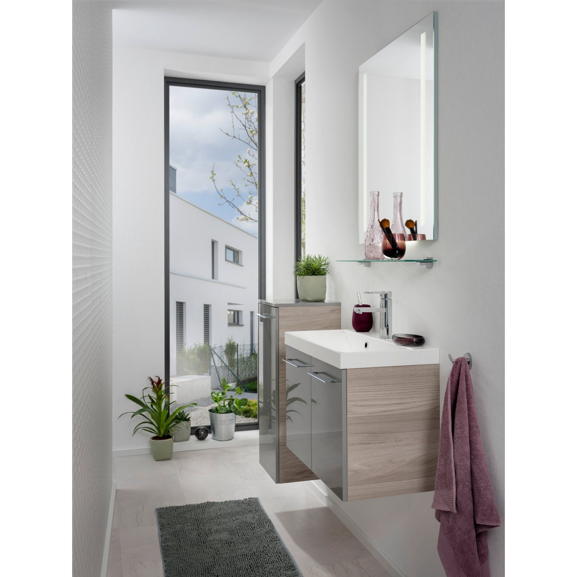 Gussmarmorbecken 'Lima' weiß 60 x 14 x 35