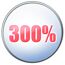300 % in rot auf weißem Grund