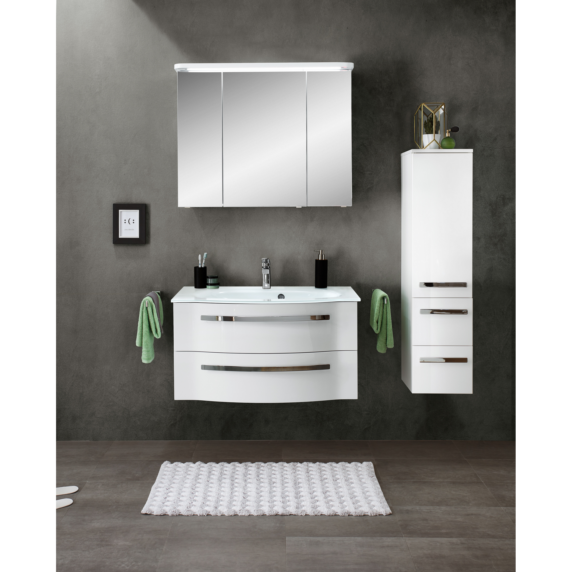 Waschbeckenunterschrank 'Juno' weiß glänzend 90 x 48,2 x 48,1 cm