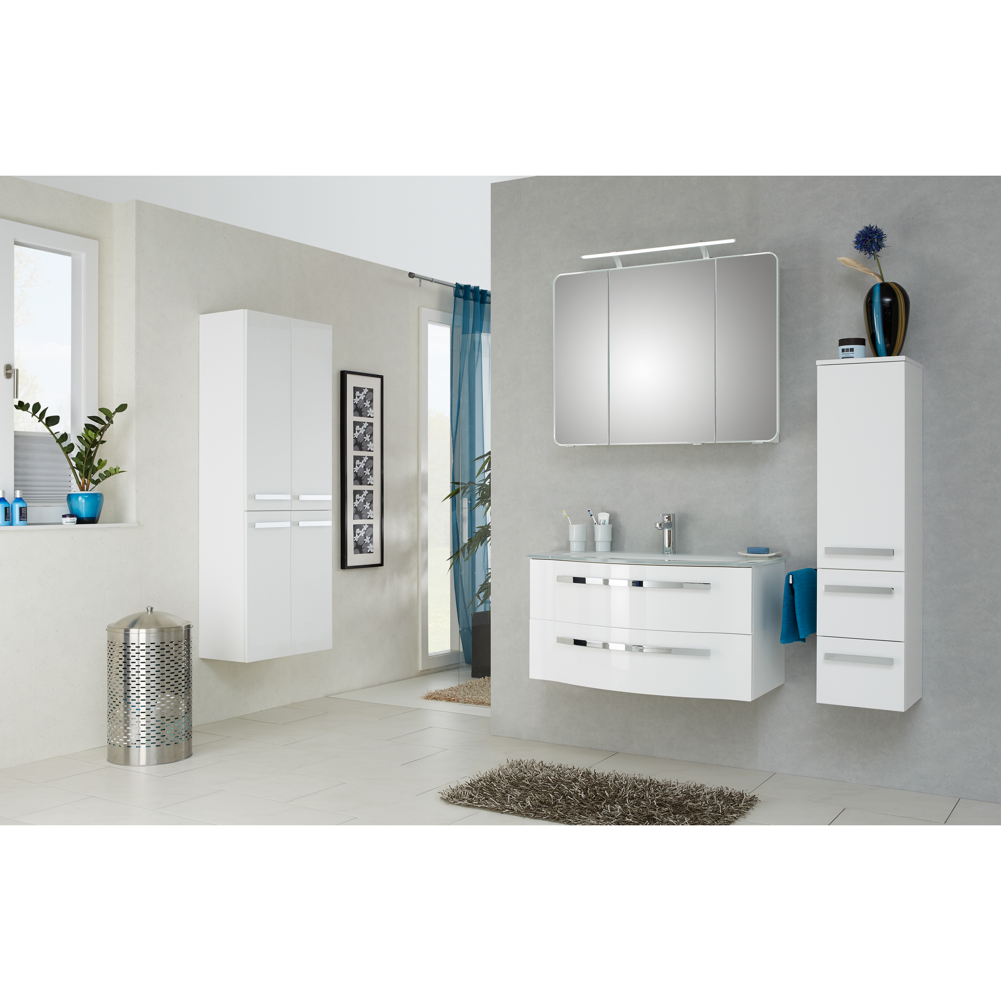 Waschbeckenunterschrank 'Juno' weiß glänzend 90 x 48,2 x 48,1 cm