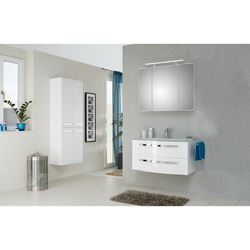 Waschbeckenunterschrank 'Juno' weiß glänzend 90 x 48,2 x 48,1 cm