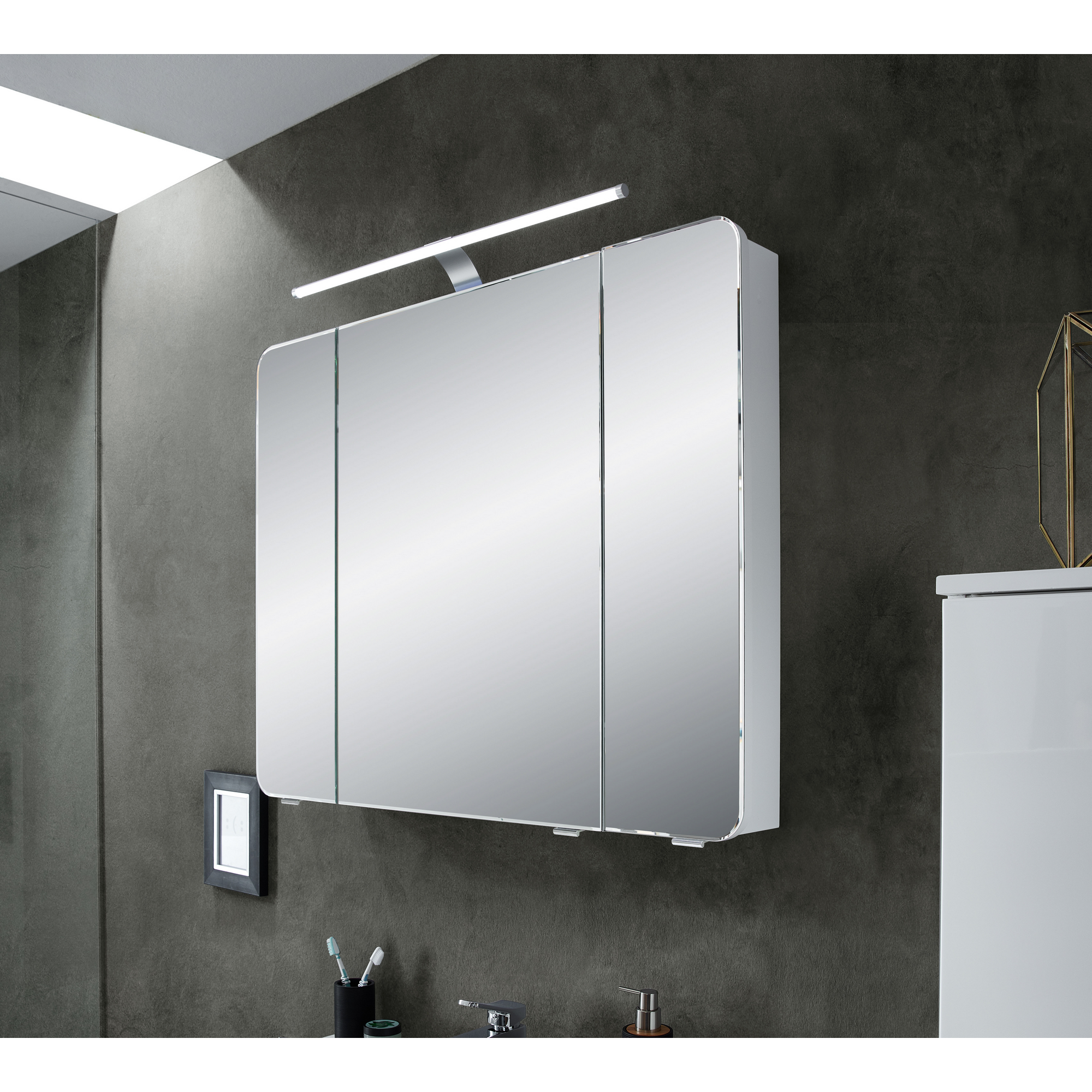 LED-Spiegelschrank 'Juno' weiß 90 x 72,2 x 17 cm