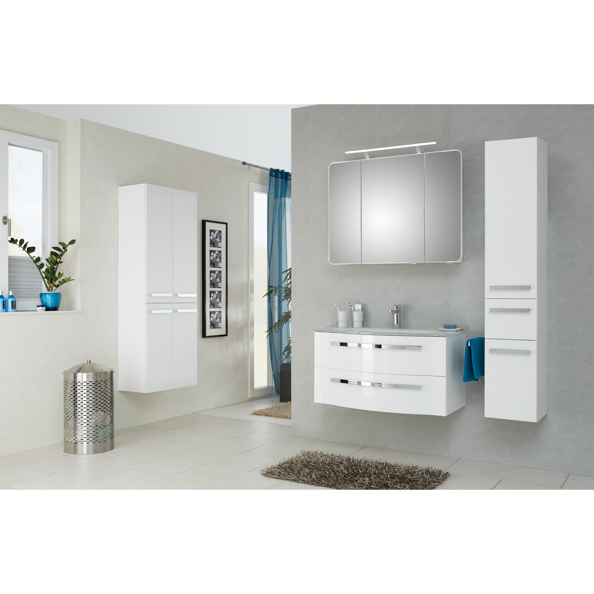 LED-Spiegelschrank 'Juno' weiß 90 x 72,2 x 17 cm