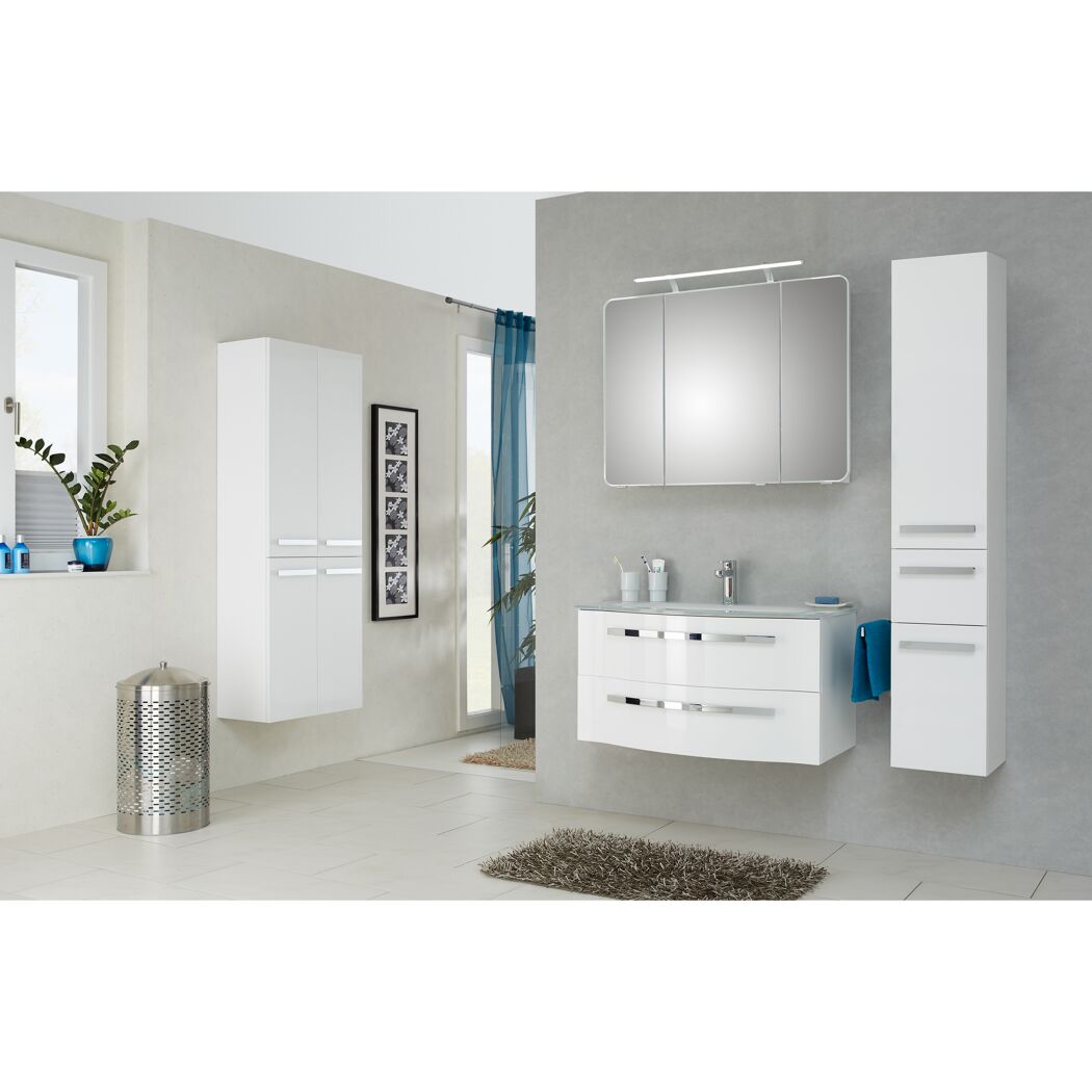 LED-Spiegelschrank 'Juno' weiß 90 x 72,2 x 17 cm