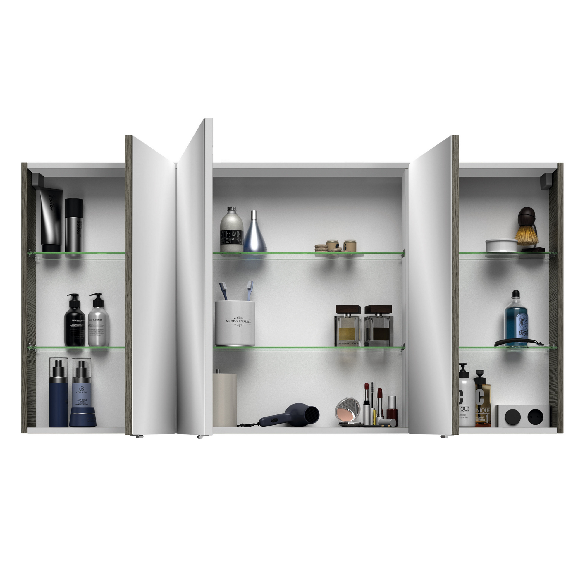 Spiegelschrank 'Bahamas' dunkelgrau 140 x 70,3 x 17 cm