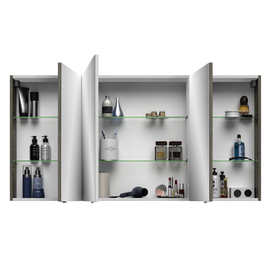 Spiegelschrank 'Bahamas' dunkelgrau 140 x 70,3 x 17 cm