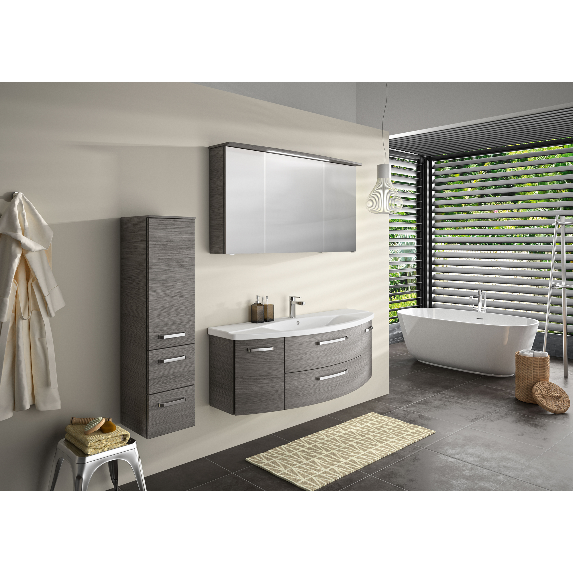 Spiegelschrank 'Bahamas' dunkelgrau 140 x 70,3 x 17 cm