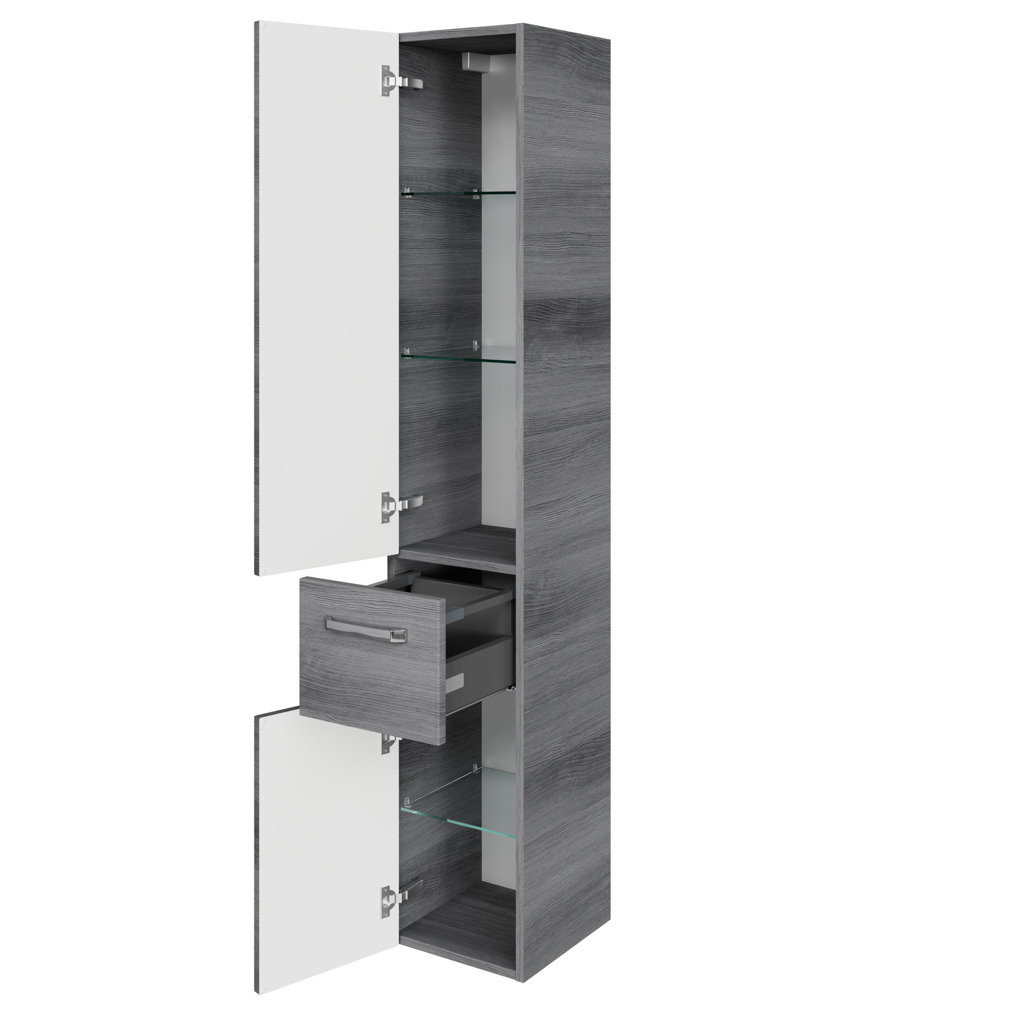 Hochschrank 'Bahamas' dunkelgrau foliert 30 x 168 x 33 cm