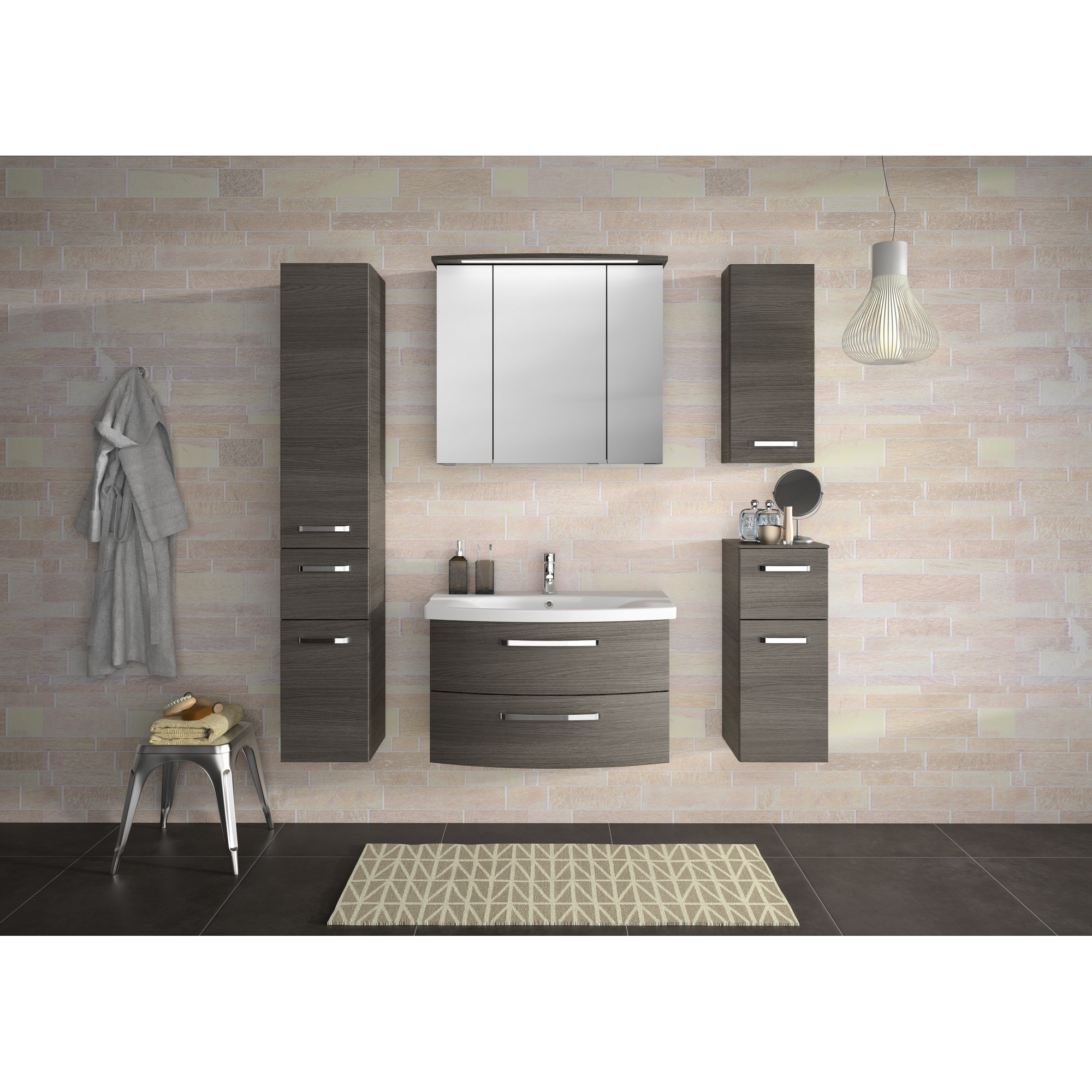 Hochschrank 'Bahamas' dunkelgrau foliert 30 x 168 x 33 cm