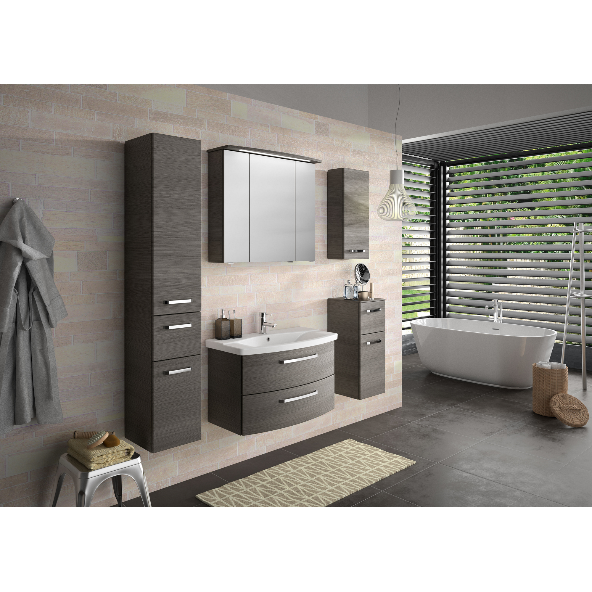 Hochschrank 'Bahamas' dunkelgrau foliert 30 x 168 x 33 cm